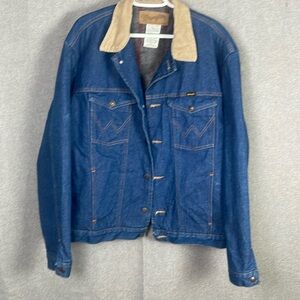 Wrangler Denim Jean Trucker Jacket Gray Flannel Blanket Lined  Mens 48/XL 1001